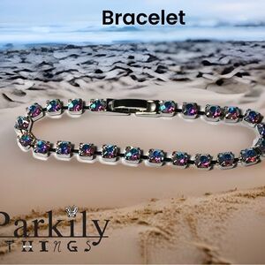 Handcrafted bracelet with aurora borealis Swarovski crystal